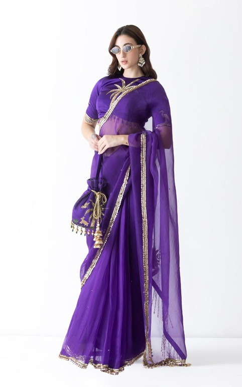 Sarasvi Gota Patti Silk Lehenga Set - Pink