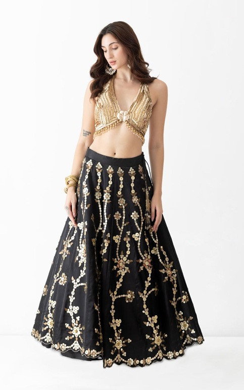 Sarasvi Gota Patti Silk Lehenga Set - Pink